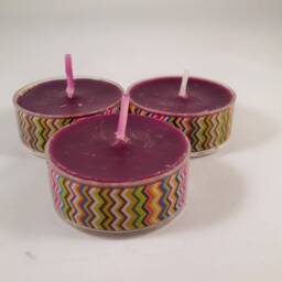 Purple Candles, Decorated Tea Lights, Washi Tealights, Party Plum Favours, Party Bags - thumbnail 3