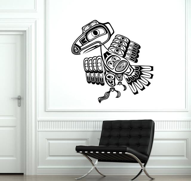 Wall Decal Bird Raven Indian Ornament Tribal Mural Vinyl Sticker 1879Dz - image 1