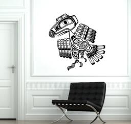 Wall Decal Bird Raven Indian Ornament Tribal Mural Vinyl Sticker 1879Dz - thumbnail 1