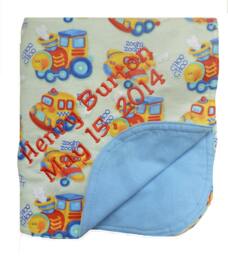 Handmade Toy Cars Motif Flannel Baby Blankets Custom Embroidered