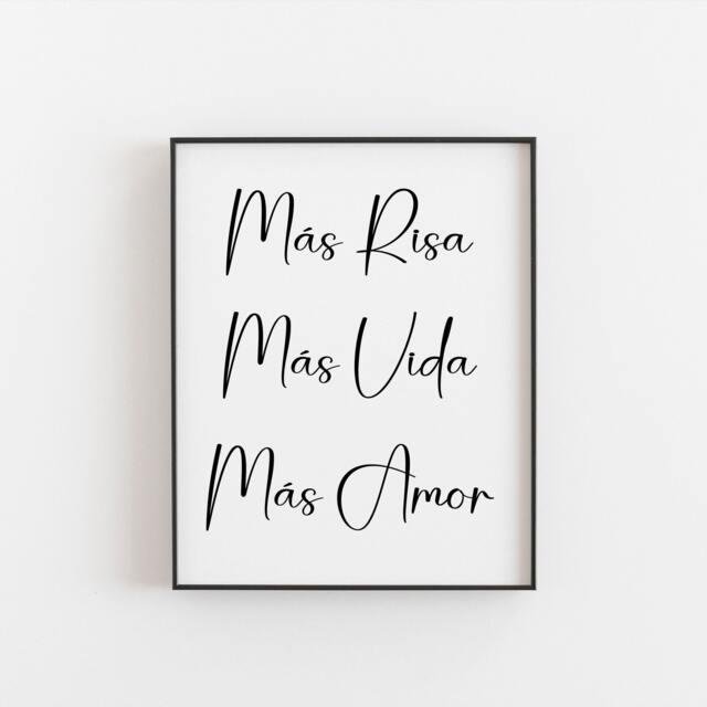 Inspirational Spanish Quote M??s Risa Vida Amor Wall Art Espa??ol, Spain Saying Gift Ideas For Friends And - image 1