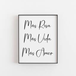 Inspirational Spanish Quote M??s Risa Vida Amor Wall Art Espa??ol, Spain Saying Gift Ideas For Friends And - thumbnail 1