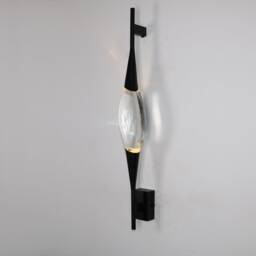 Wall Sconce With Crystal Glass, Bathroom Light, Mid-Century Modern, Brass Vanity Fixture - thumbnail 2