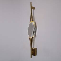 Wall Sconce With Crystal Glass, Bathroom Light, Mid-Century Modern, Brass Vanity Fixture - thumbnail 3
