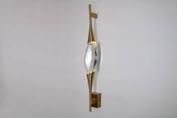 Wall Sconce With Crystal Glass, Bathroom Light, Mid-Century Modern, Brass Vanity Fixture