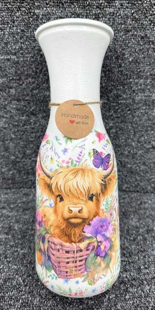 Highland Cow Vase - Decouoage, Vase, Gift, Highland Coo - image 1