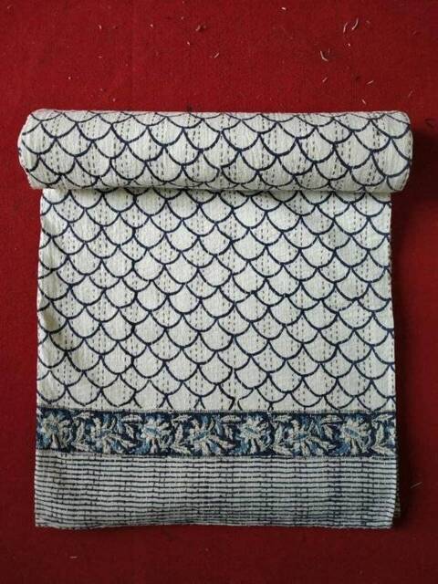 Christmas Sale Indian Handmade Kantha Quilt Perfect Bed Matching Bedspread Size -108x90 - image 1