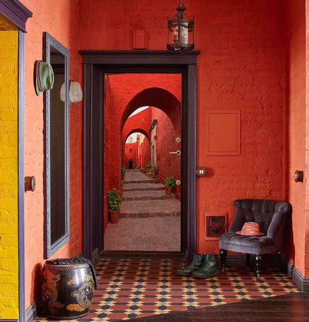 Door Wall Sticker Traditional Oriental Building With Arch/ Moroccan Decal/ 3D Mural Peel & Stick/ Wallpaper - image 1