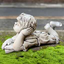 Concrete Reading Boy Sculpture Stone Statue Outdoor Child Figurine Cement Memorial Children Decor Handmade Patio Ornament Kids Art Gift - thumbnail 4