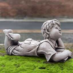 Concrete Reading Boy Sculpture Stone Statue Outdoor Child Figurine Cement Memorial Children Decor Handmade Patio Ornament Kids Art Gift - thumbnail 1