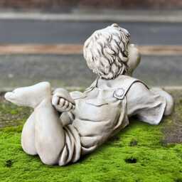 Concrete Reading Boy Sculpture Stone Statue Outdoor Child Figurine Cement Memorial Children Decor Handmade Patio Ornament Kids Art Gift - thumbnail 3
