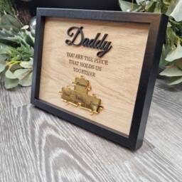Personalised Dad Puzzle Piece Picture Frame Engraved Oak Wood Veneer - thumbnail 2