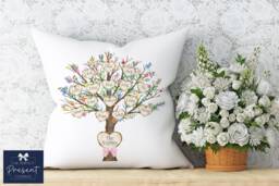 Family Tree Cushion - Mother's Day Gift For Grandma Mum Personalised From Grandchildren - thumbnail 1
