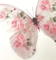 Set Of 4 Shabby Chic Pink Rose Butterfly Decals 3D Wall Art, Furniture Accessories - thumbnail 1