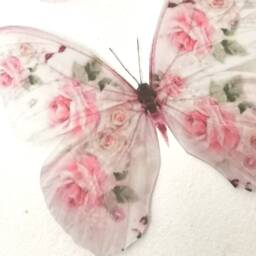 Set Of 4 Shabby Chic Pink Rose Butterfly Decals 3D Wall Art, Furniture Accessories - thumbnail 2