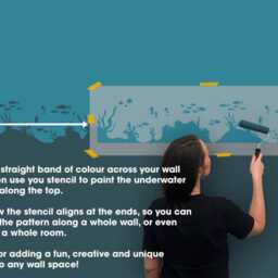 Under The Sea Border Stencil Reusable Ocean Wall Decor - thumbnail 2