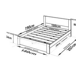 Oak Finish Solid Wood Bed Frame Modern Platform - thumbnail 4