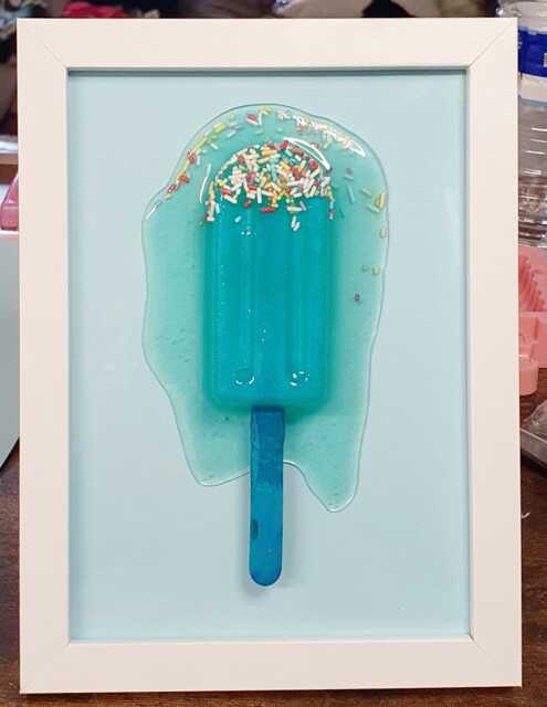 3D Pop Art Melted Lolly Resin With Sugar Sprinkles - 7x5 White Frame. Popsicle. Retro. Birthday Present. Gift For Them. New Home - image 1