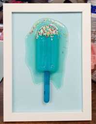 3D Pop Art Melted Lolly Resin With Sugar Sprinkles - 7x5 White Frame. Popsicle. Retro. Birthday Present. Gift For Them. New Home - thumbnail 1
