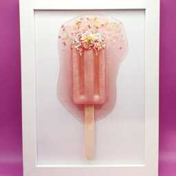 3D Pop Art. Melted Lolly With Real Sugar Sprinkles. Custom Made. Personalised. Vibrant. 7x5. White Frame. Home Decor. Wall Hanging. Art - thumbnail 3