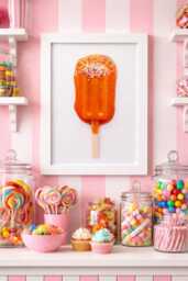 3D Pop Art. Melted Lolly With Real Sugar Sprinkles. Custom Made. Personalised. Vibrant. 7x5. White Frame. Home Decor. Wall Hanging. Art - thumbnail 1
