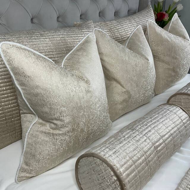 Elegant Blake Cream Ivory Luxury Cushion Cover With Piping - Custom Made Scatter Pillow Cover For Home Decor - image 1