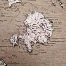 Isles Of Scilly Wooden 3D Engraved Map Cornish Coast Wall Art - thumbnail 3