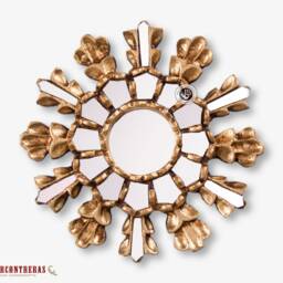 "Small Gold Sunburst Mirror 7.8""- Handmade Round Mirror Wall Set 3 - " - thumbnail 3