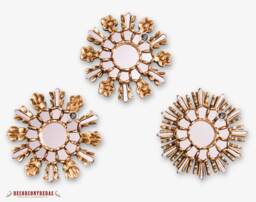 "Small Gold Sunburst Mirror 7.8""- Handmade Round Mirror Wall Set 3 - "
