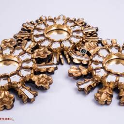 "Small Gold Sunburst Mirror 7.8""- Handmade Round Mirror Wall Set 3 - " - thumbnail 4