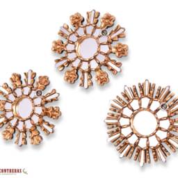 "Small Gold Sunburst Mirror 7.8""- Handmade Round Mirror Wall Set 3 - " - thumbnail 2