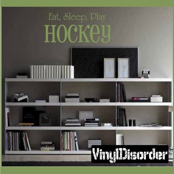 Eat Sleep Play Hockey - Vinyl Wall Decal Quotes Sticker S003Et - image 1