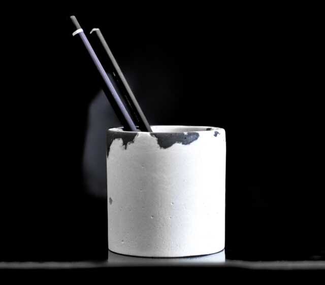 Concrete Pencil Holder Minimalist Desk Organizer, Modern Cement Pen Cup - image 1