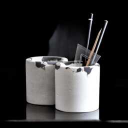 Concrete Pencil Holder Minimalist Desk Organizer, Modern Cement Pen Cup - thumbnail 4