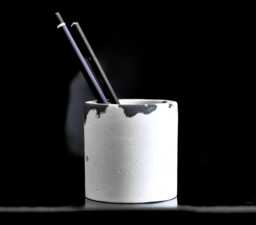 Concrete Pencil Holder Minimalist Desk Organizer, Modern Cement Pen Cup - thumbnail 1