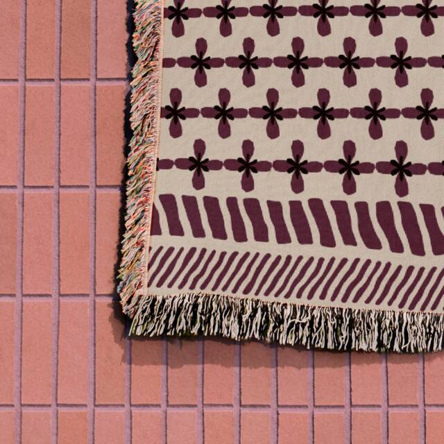 Purple Floral Woven Cotton Throw Blanket Bohemian Decor - image 1