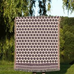 Purple Floral Woven Cotton Throw Blanket Bohemian Decor - thumbnail 3