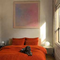 Burnt Orange Waffle 100% Cotton Duvet Cover Set - thumbnail 3