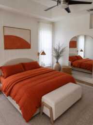 Burnt Orange Waffle 100% Cotton Duvet Cover Set