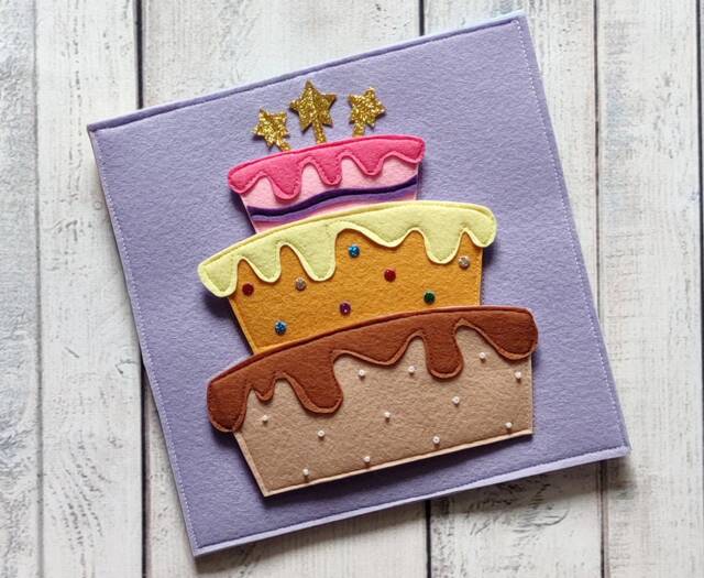 Felt Quiet Book Page Cake Activity, Waldorf Toy - 1-4 Year - image 1