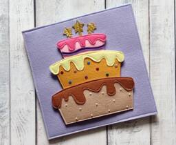 Felt Quiet Book Page Cake Activity, Waldorf Toy - 1-4 Year - thumbnail 1