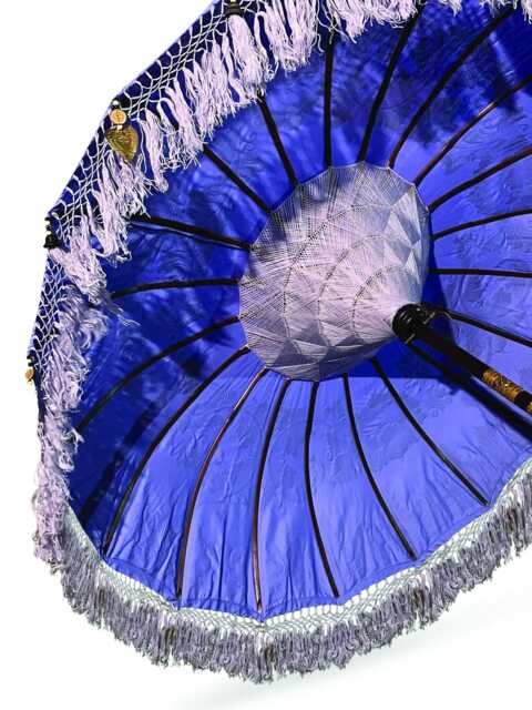 Bali Sun Parasol Lilac & Gold Large 2.5M, Hand-Made Balinese Garden With Screw Pole Joint - image 1