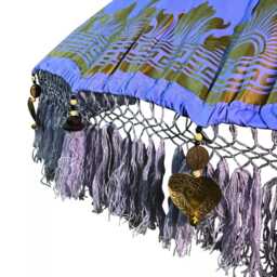 Bali Sun Parasol Lilac & Gold Large 2.5M, Hand-Made Balinese Garden With Screw Pole Joint - thumbnail 2