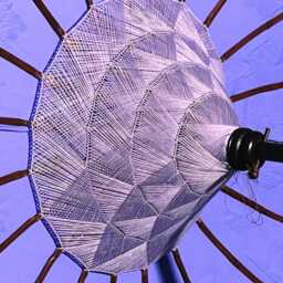 Bali Sun Parasol Lilac & Gold Large 2.5M, Hand-Made Balinese Garden With Screw Pole Joint - thumbnail 3
