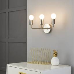 3-Light Brushed Nickel Wall Sconce - Modern Minimalist Bathroom Vanity Hallway Lighting Industrial Exposed Bulb Lamp Fixture - thumbnail 3