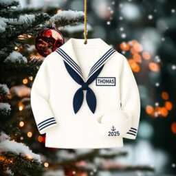 2D Flat Personalized Sailor Uniform Ornament, Christmas Tree Decoration, Custom Name Military Keepsake, Veteran Gift - thumbnail 3