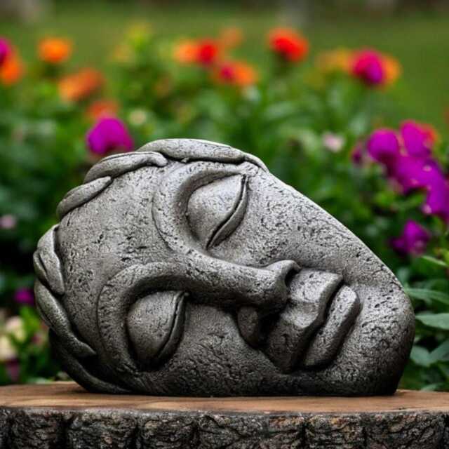 Concrete Resting Face Statue Stone Abstract Head Sculpture Face Figure Modern Garden Decor Cement Outdoor Ornament Minimalist Yard Art Gift - image 1