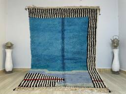 steel Blue Beni Ourain Rug, Handwoven Moroccan Berber Rug - thumbnail 1
