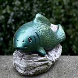 Outdoor Fish Statue Concrete Sculpture Stone Ornament Cement Decoration Fish Lover Gift Handmade Figurine Yard Art - thumbnail 3