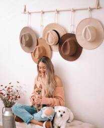 Boho Chic Hat Hanger, Minimal Wall Decor - thumbnail 1